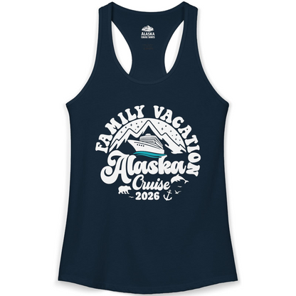 Alaska Family Cruise Shirt Ladies Tank Top – Solid Midnight Navy – Alaska Cruise Shirts