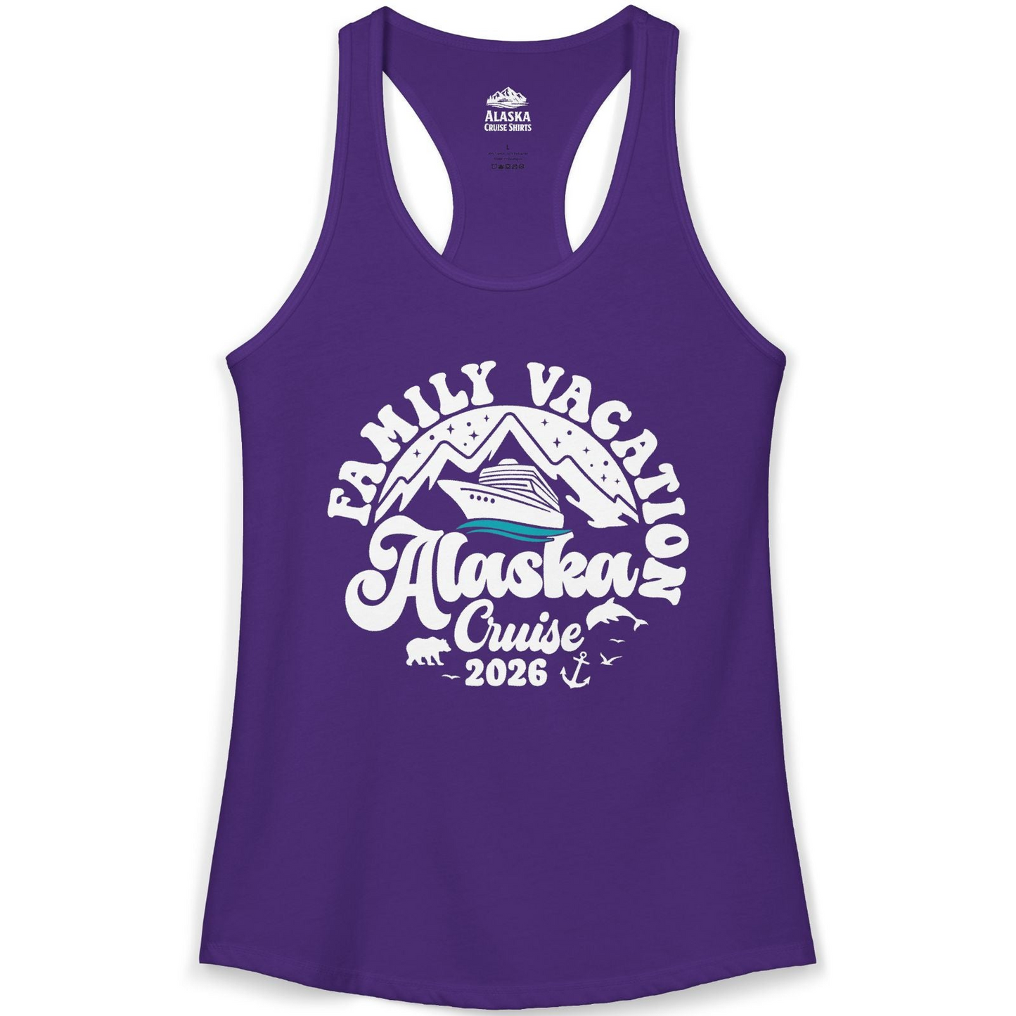 Alaska Family Cruise Shirt Ladies Tank Top – Solid Purple Rush – Alaska Cruise Shirts
