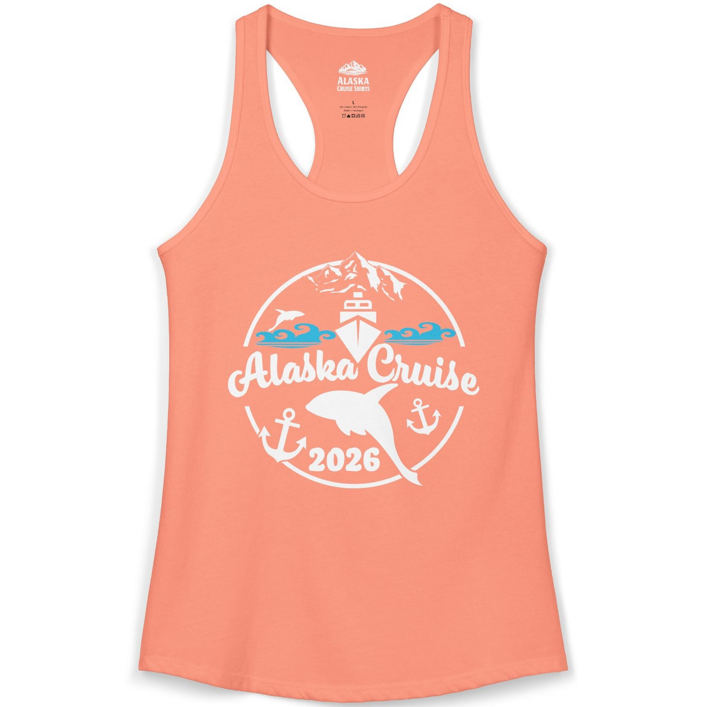 Alaska Cruise 2026 Shirt Ladies Tank Top – Solid Light Orange – Alaska Cruise Shirts