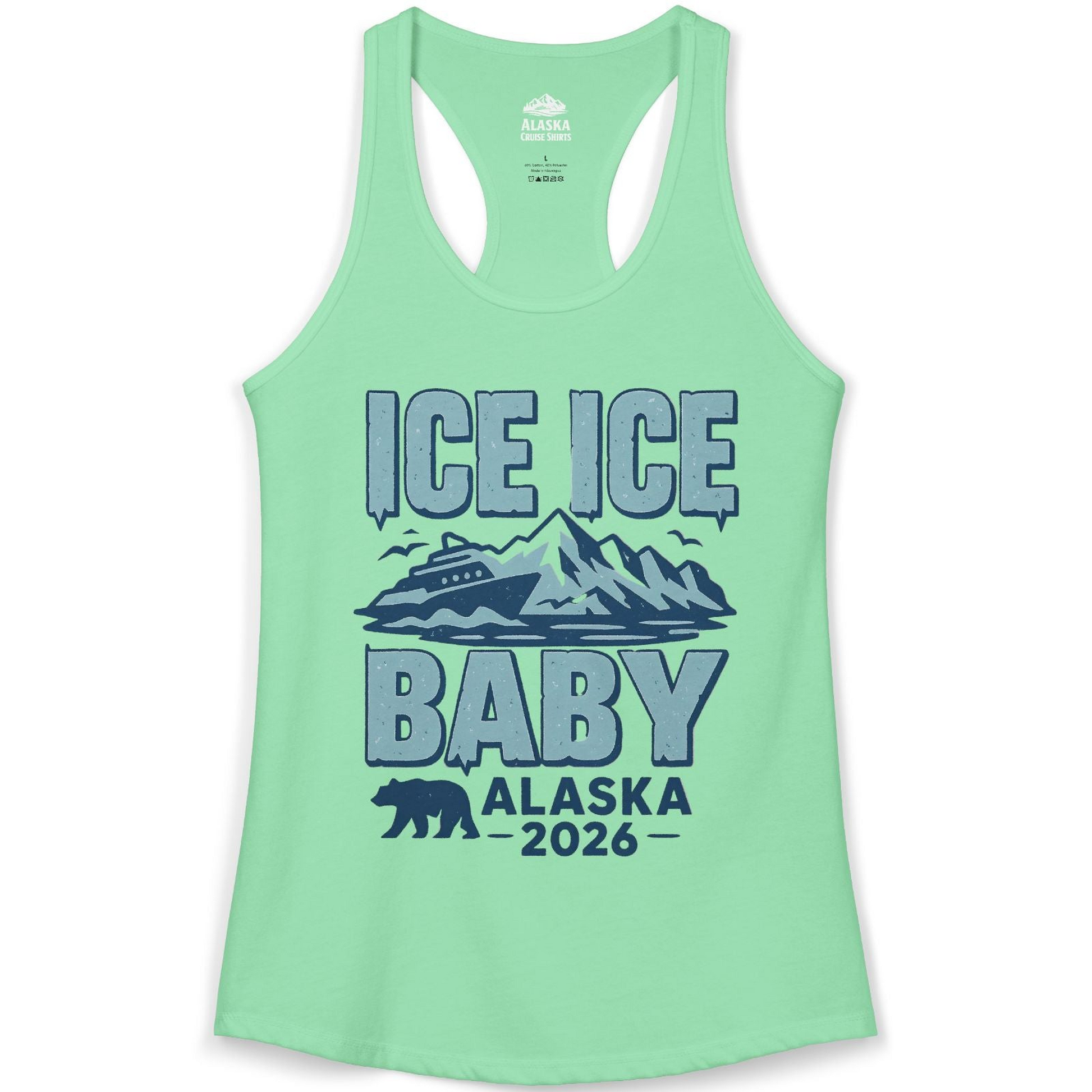 Ice Ice Baby Alaska Cruise Shirt Ladies Tank Top – Solid Mint – Alaska Cruise Shirts