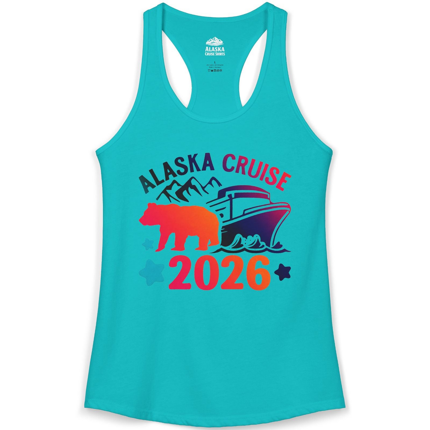 Alaska Cruise 2026 Shirt Ladies Tank Top – Tahiti Blue – Alaska Cruise Shirts