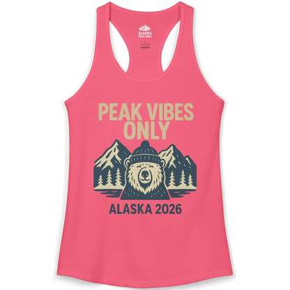 Alaska 2026 Mountain Adventure Bear Ladies Tank Top – Hot Pink – Alaska Cruise Shirts