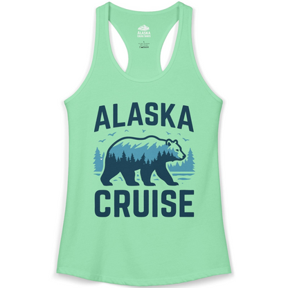 Alaska Cruise Shirt Bear Silhouette Forest Wildlife Nature Tee — Ladies Tank Ladies Tank Top – Solid Mint – Alaska Cruise Shirts