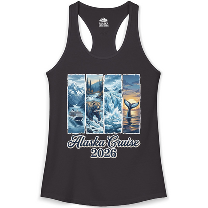 Alaska Cruise 2026 Scenic Wildlife Adventure Souvenir Shirt — Ladies Tank Ladies Tank Top – Black – Alaska Cruise Shirts