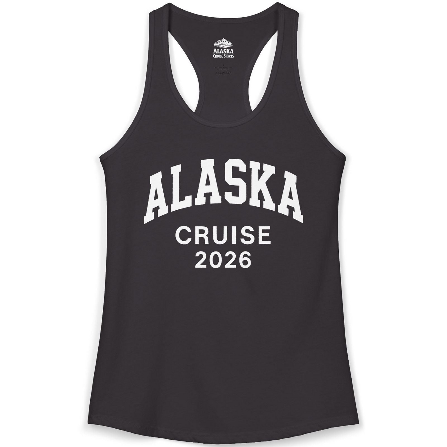 Alaska Cruise 2026 Bold Collegiate Vacation Travel Shirt — Ladies Tank Ladies Tank Top – Black – Alaska Cruise Shirts