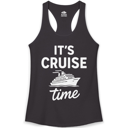 It’s Cruise Time Fun Graphic Cruise Shirt for Vacation Travelers — Ladies Tank Ladies Tank Top – Black – Alaska Cruise Shirts