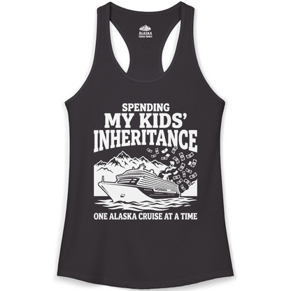 Spending My Kids Inheritance Funny Alaska Cruise Shirt — Ladies Tank Ladies Tank Top – Black – Alaska Cruise Shirts