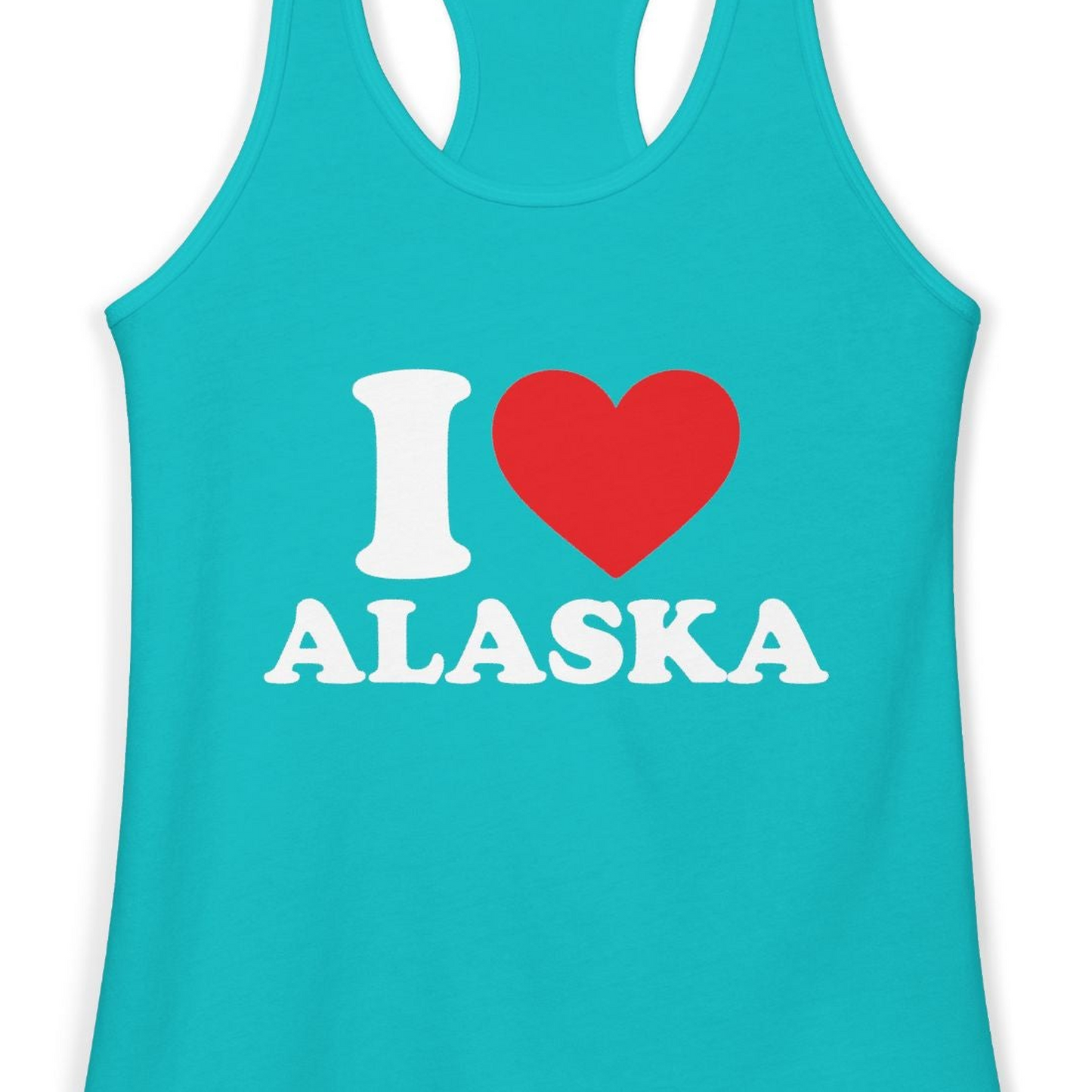 I Love Alaska Shirt Ladies Tank Top – Tahiti Blue – Alaska Cruise Shirts Close Up