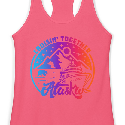 Alaska Cruise Shirt Ladies Tank Top – Hot Pink – Alaska Cruise Shirts Close Up