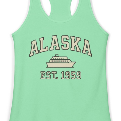 Alaska Cruise Shirt Ladies Tank Top – Solid Mint – Alaska Cruise Shirts Close Up