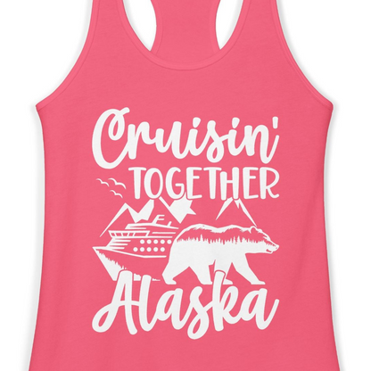 Alaska Cruise Adventure Shirt Ladies Tank Top – Hot Pink – Alaska Cruise Shirts Close Up