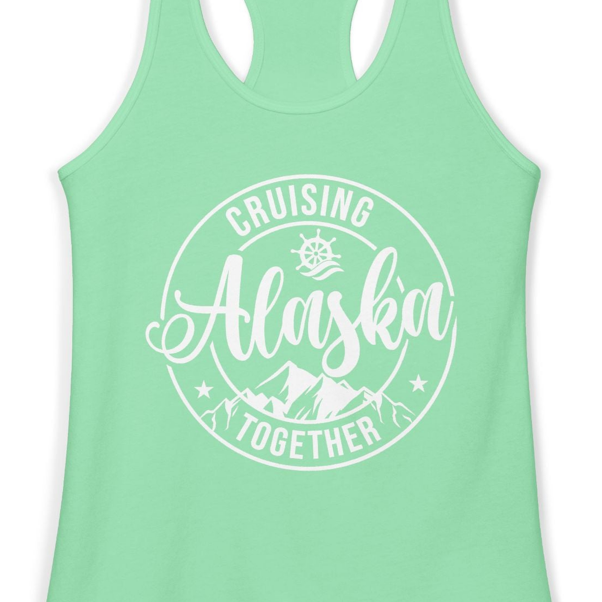 Cruising Alaska Together Shirt Ladies Tank Top – Solid Mint – Alaska Cruise Shirts Close Up