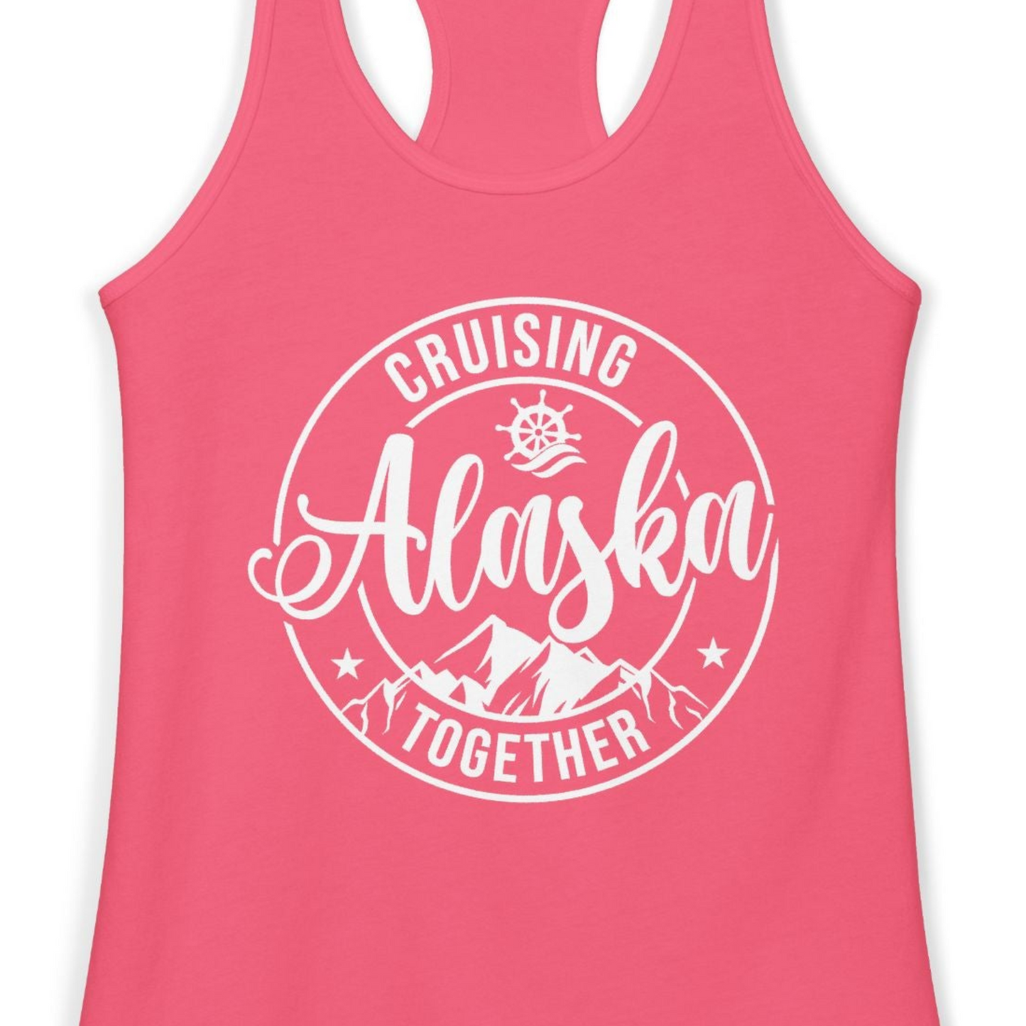 Cruising Alaska Together Shirt Ladies Tank Top – Hot Pink – Alaska Cruise Shirts Close Up