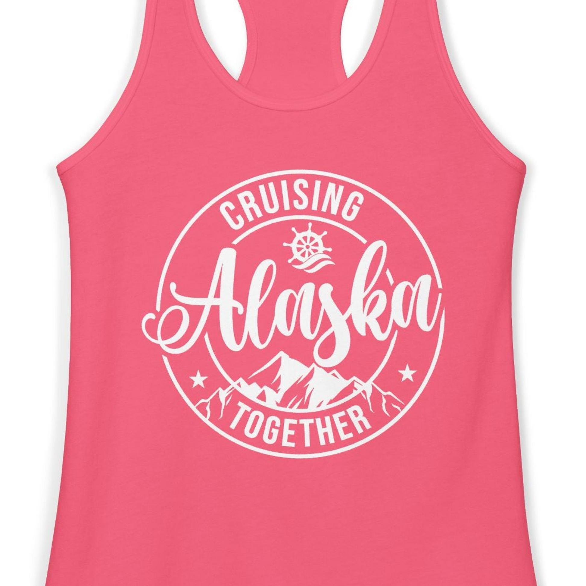 Cruising Alaska Together Shirt Ladies Tank Top – Hot Pink – Alaska Cruise Shirts Close Up