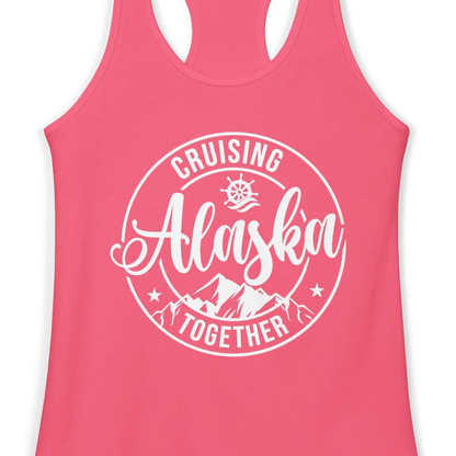 Cruising Alaska Together Shirt Ladies Tank Top – Hot Pink – Alaska Cruise Shirts Close Up