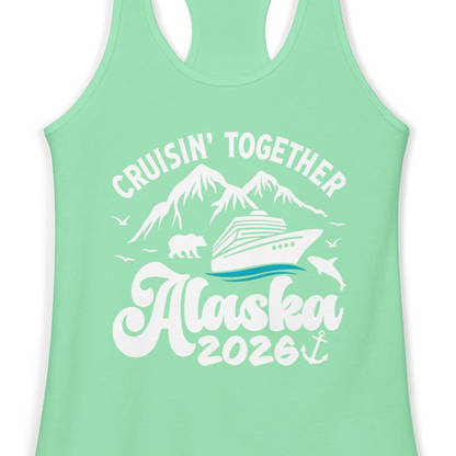 Alaska Cruise Adventure Shirt Ladies Tank Top – Solid Mint – Alaska Cruise Shirts Close Up