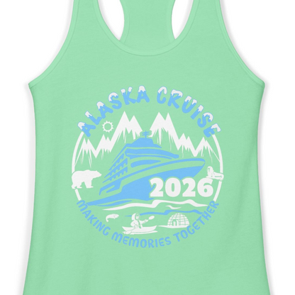 Alaska Cruise 2026 Shirt Ladies Tank Top – Solid Mint – Alaska Cruise Shirts Close Up