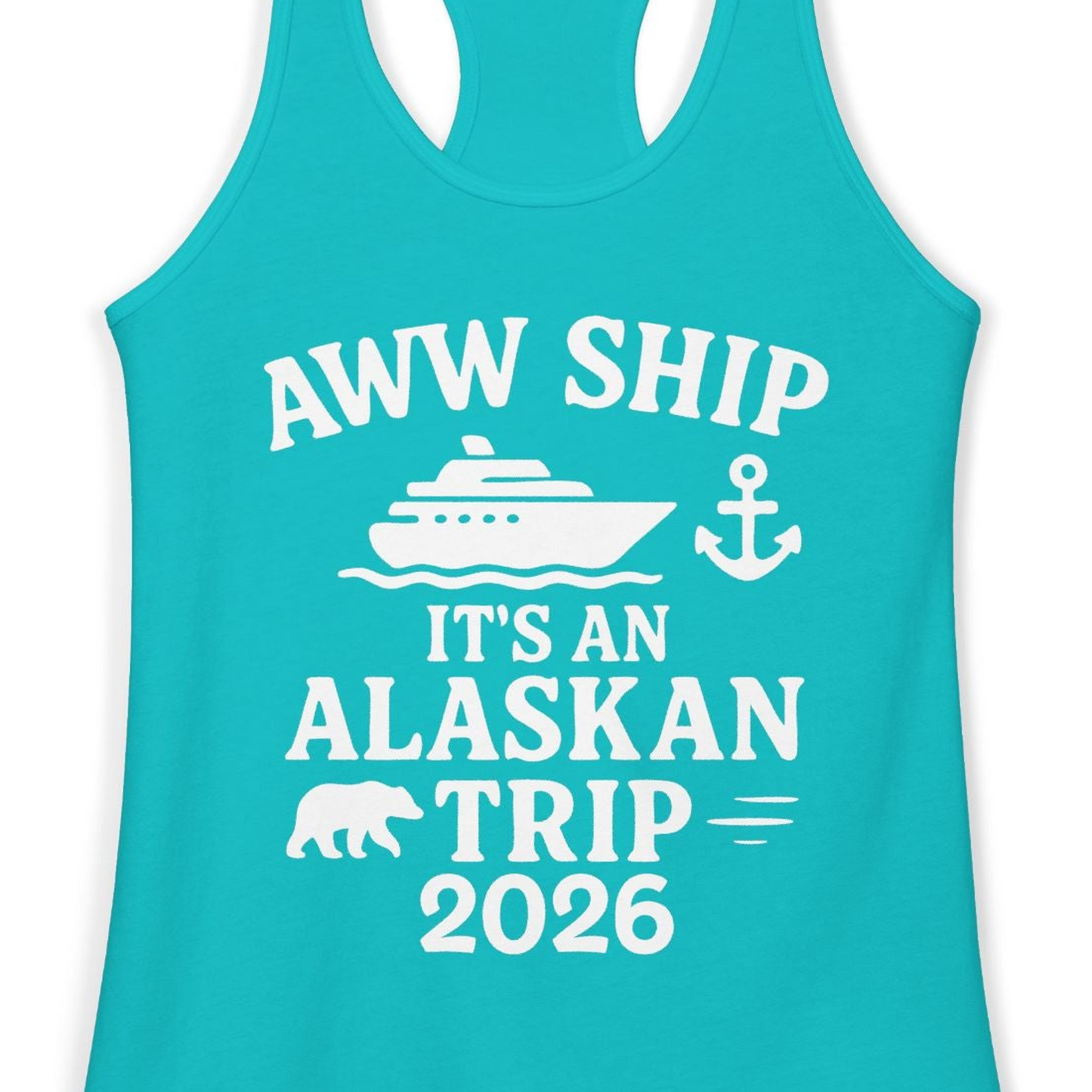 Alaska Cruise Shirt Ladies Tank Top – Tahiti Blue – Alaska Cruise Shirts Close Up