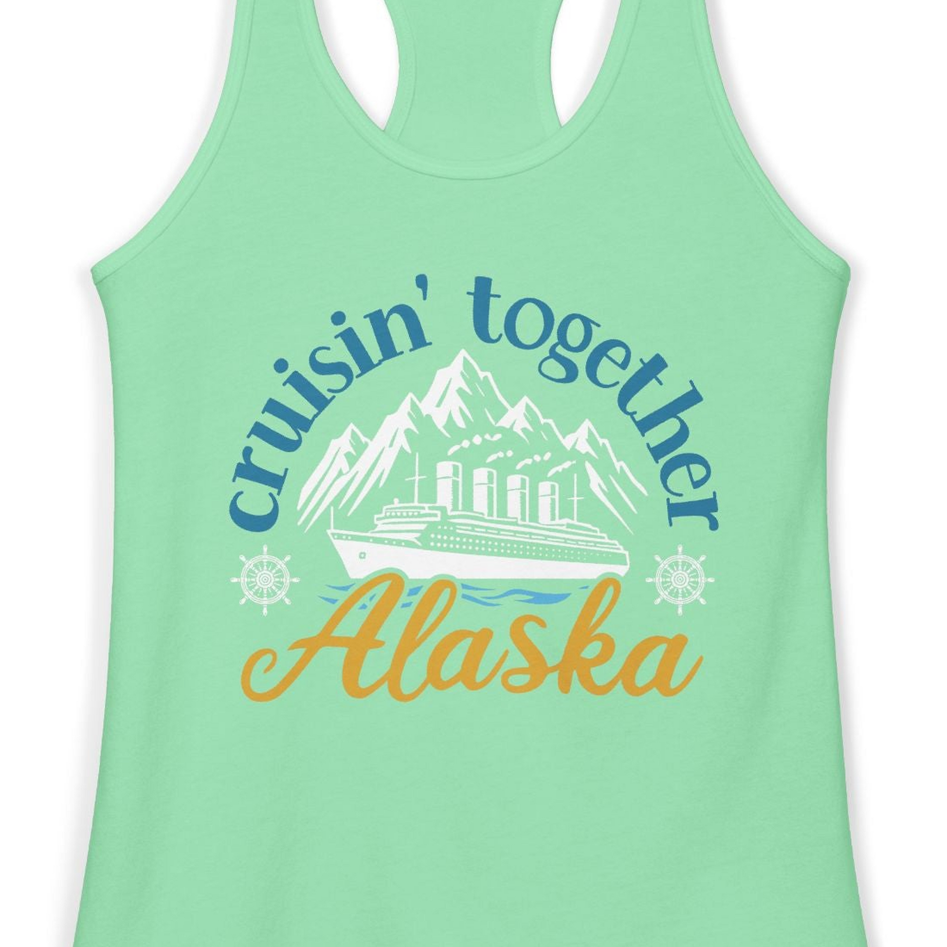 Alaska Cruise Adventure Shirt Ladies Tank Top – Solid Mint – Alaska Cruise Shirts Close Up
