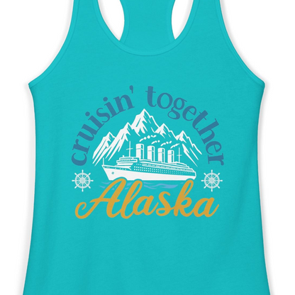 Alaska Cruise Adventure Shirt Ladies Tank Top – Tahiti Blue – Alaska Cruise Shirts Close Up
