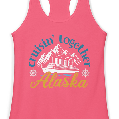 Alaska Cruise Adventure Shirt Ladies Tank Top – Hot Pink – Alaska Cruise Shirts Close Up