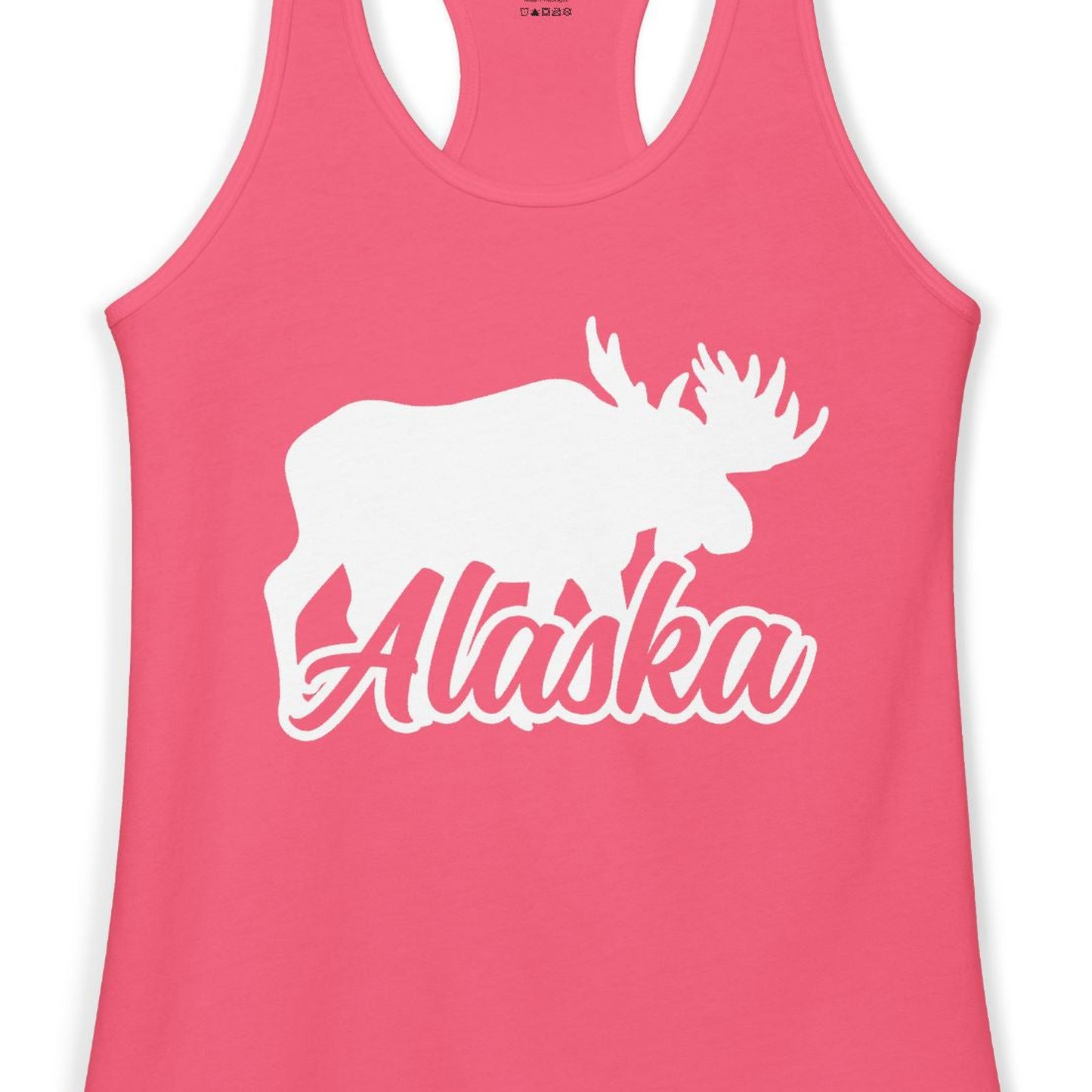 Alaska Moose Wildlife Silhouette Shirt Ladies Tank Top – Hot Pink – Alaska Cruise Shirts Close Up