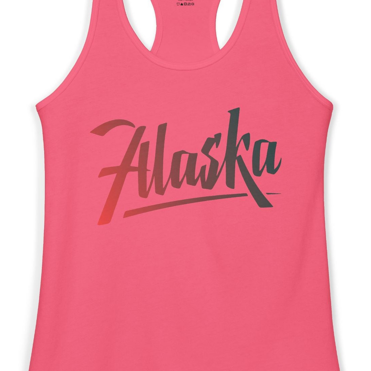Alaska Script Wordmark Shirt Ladies Tank Top – Hot Pink – Alaska Cruise Shirts Close Up