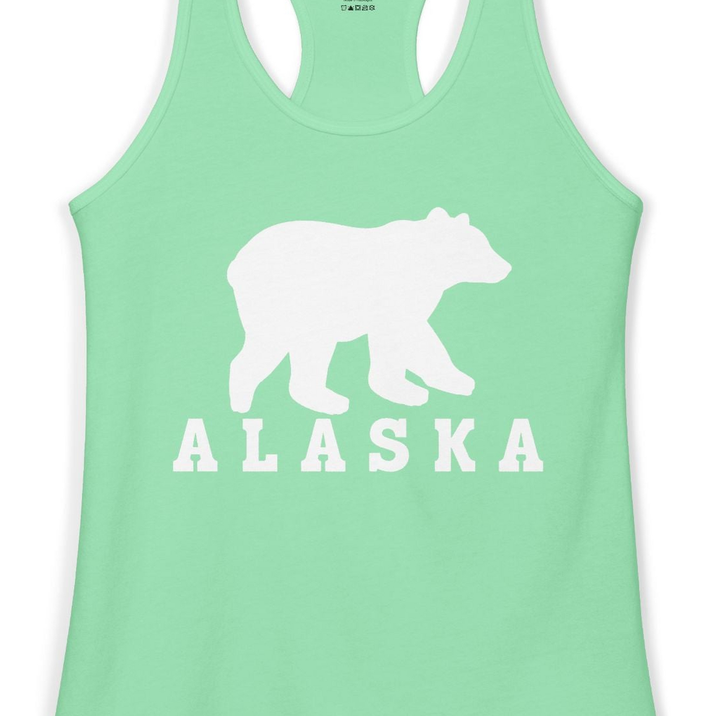 Alaska Bear Silhouette Shirt Ladies Tank Top – Solid Mint – Alaska Cruise Shirts Close Up