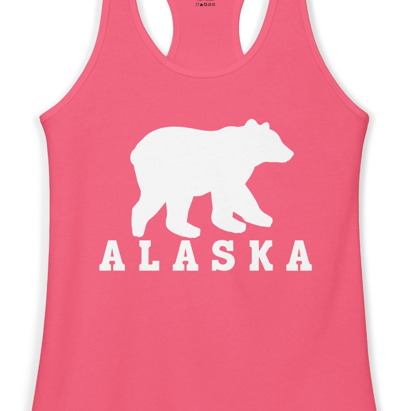 Alaska Bear Silhouette Shirt Ladies Tank Top – Hot Pink – Alaska Cruise Shirts Close Up
