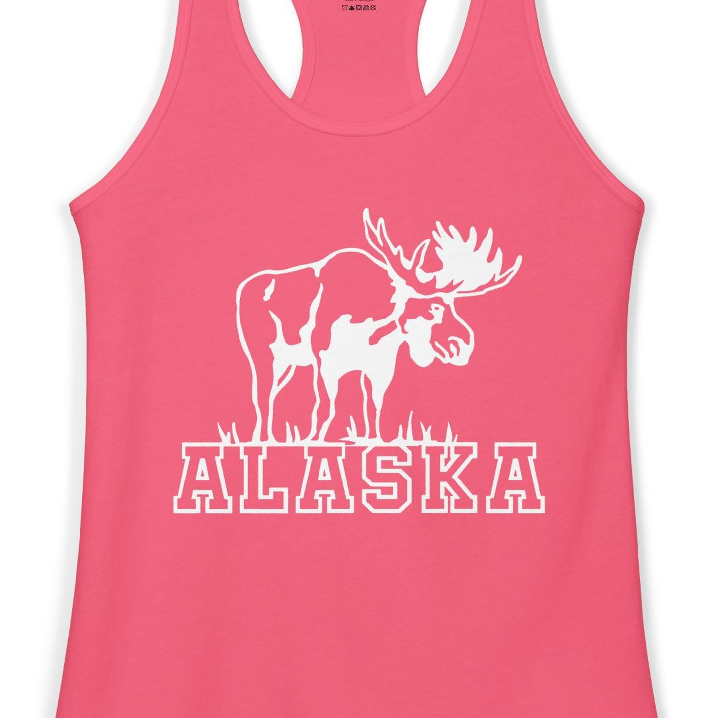 Alaska Moose Silhouette Shirt Ladies Tank Top – Hot Pink – Alaska Cruise Shirts Close Up