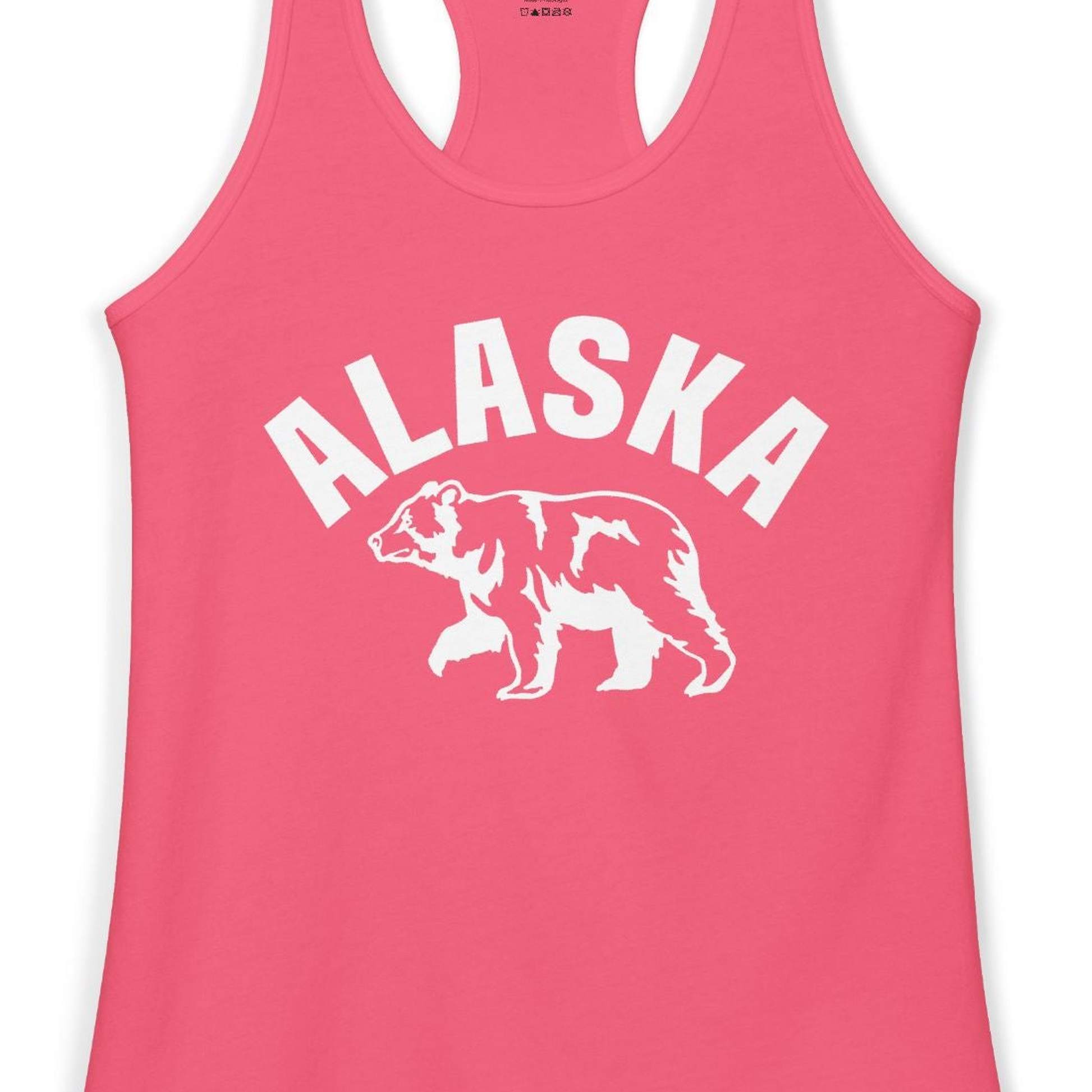 Alaska Bear Silhouette Wildlife Shirt Ladies Tank Top – Hot Pink – Alaska Cruise Shirts Close Up