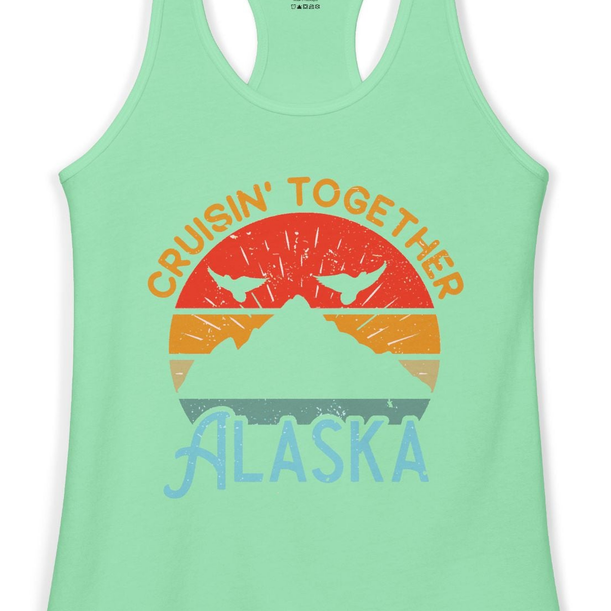Retro Alaska Cruise Shirt Ladies Tank Top – Solid Mint – Alaska Cruise Shirts Close Up