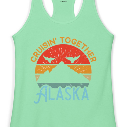 Retro Alaska Cruise Shirt Ladies Tank Top – Solid Mint – Alaska Cruise Shirts Close Up