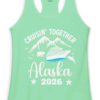 Alaska Cruise Adventure 2026 Shirt Ladies Tank Top – Solid Mint – Alaska Cruise Shirts Close Up