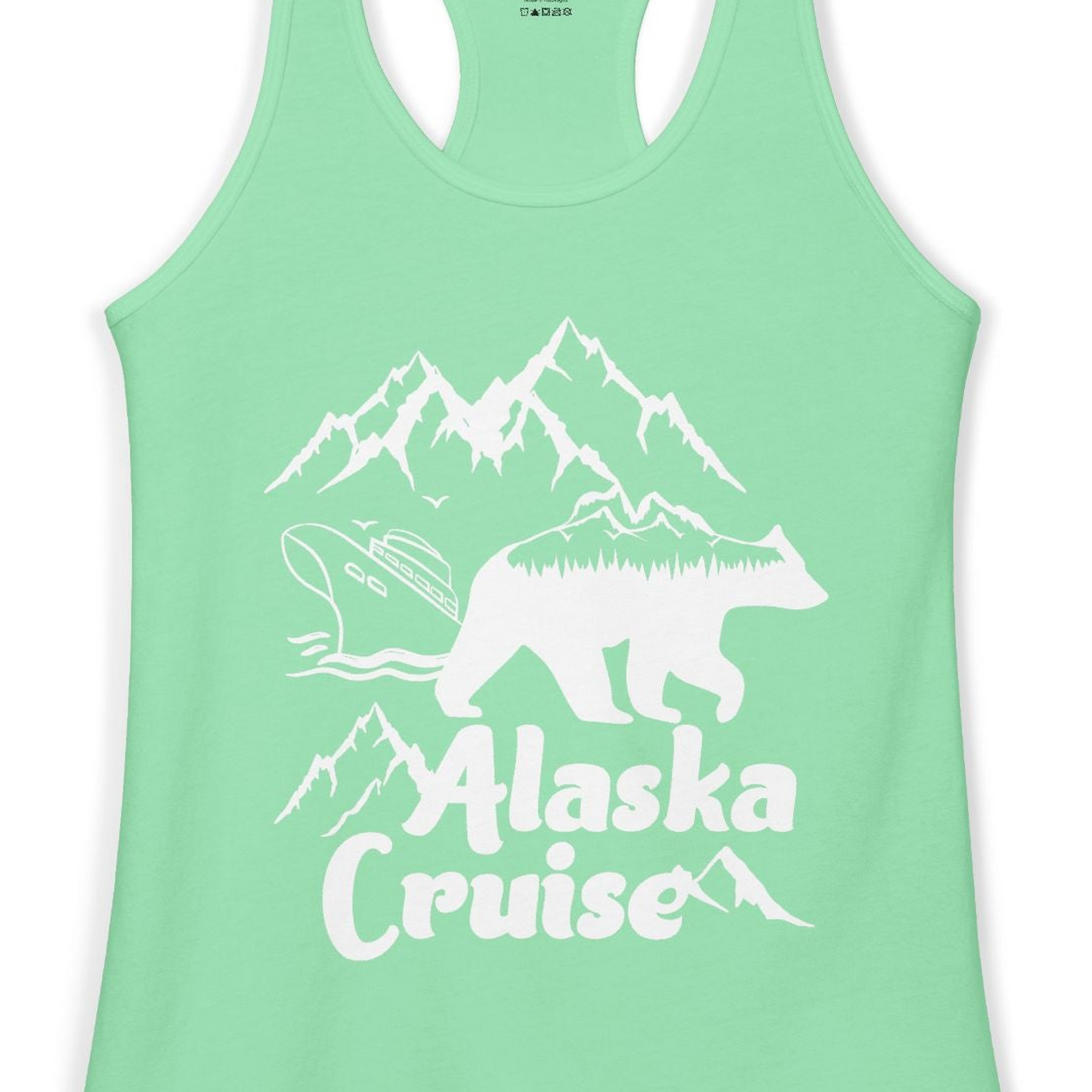 Alaska Cruise Shirt Ladies Tank Top – Solid Mint – Alaska Cruise Shirts Close Up