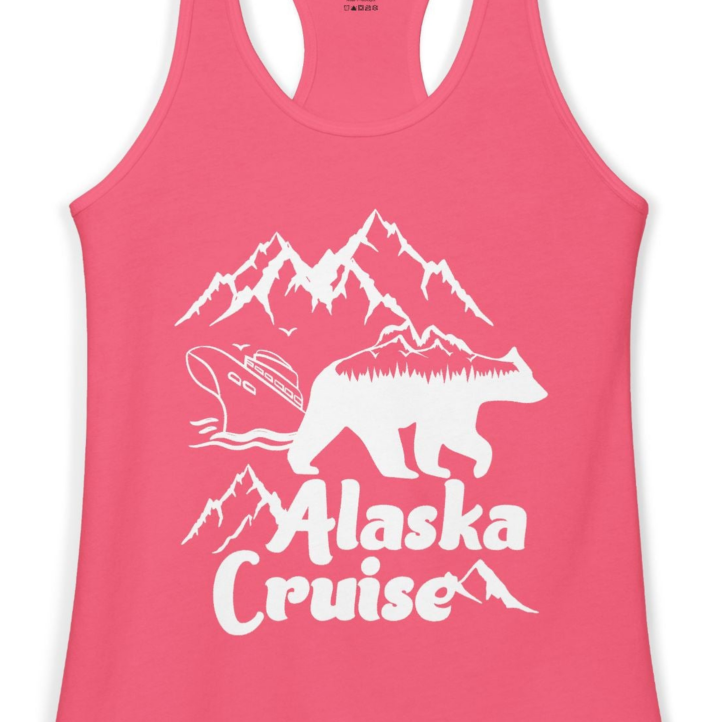 Alaska Cruise Shirt Ladies Tank Top – Hot Pink – Alaska Cruise Shirts Close Up