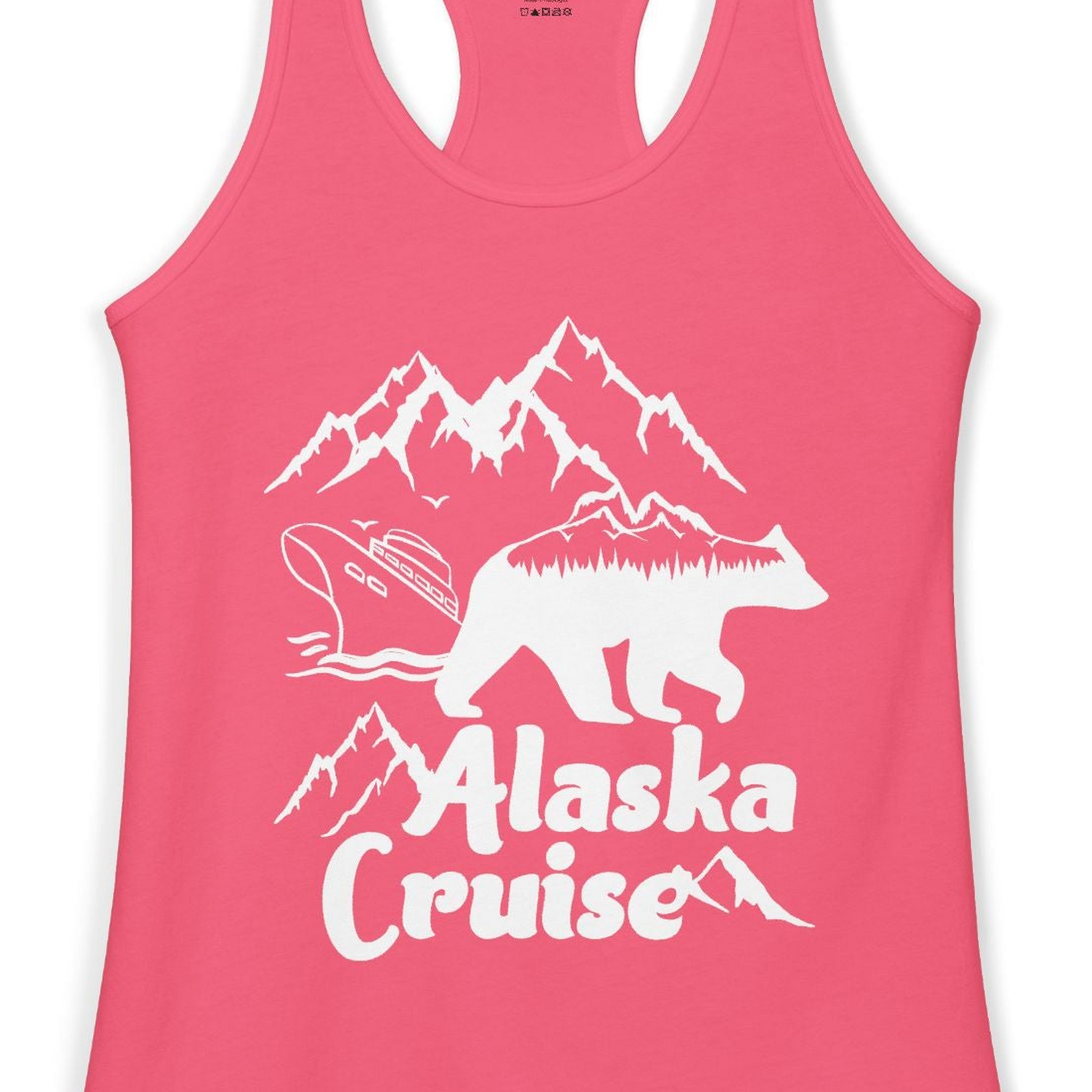 Alaska Cruise Shirt Ladies Tank Top – Hot Pink – Alaska Cruise Shirts Close Up
