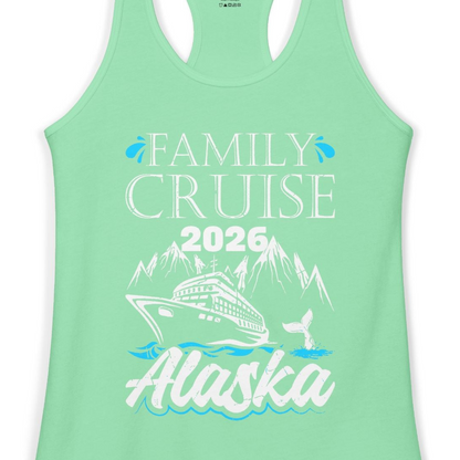 Alaska Family Cruise Shirt Ladies Tank Top – Solid Mint – Alaska Cruise Shirts Close Up