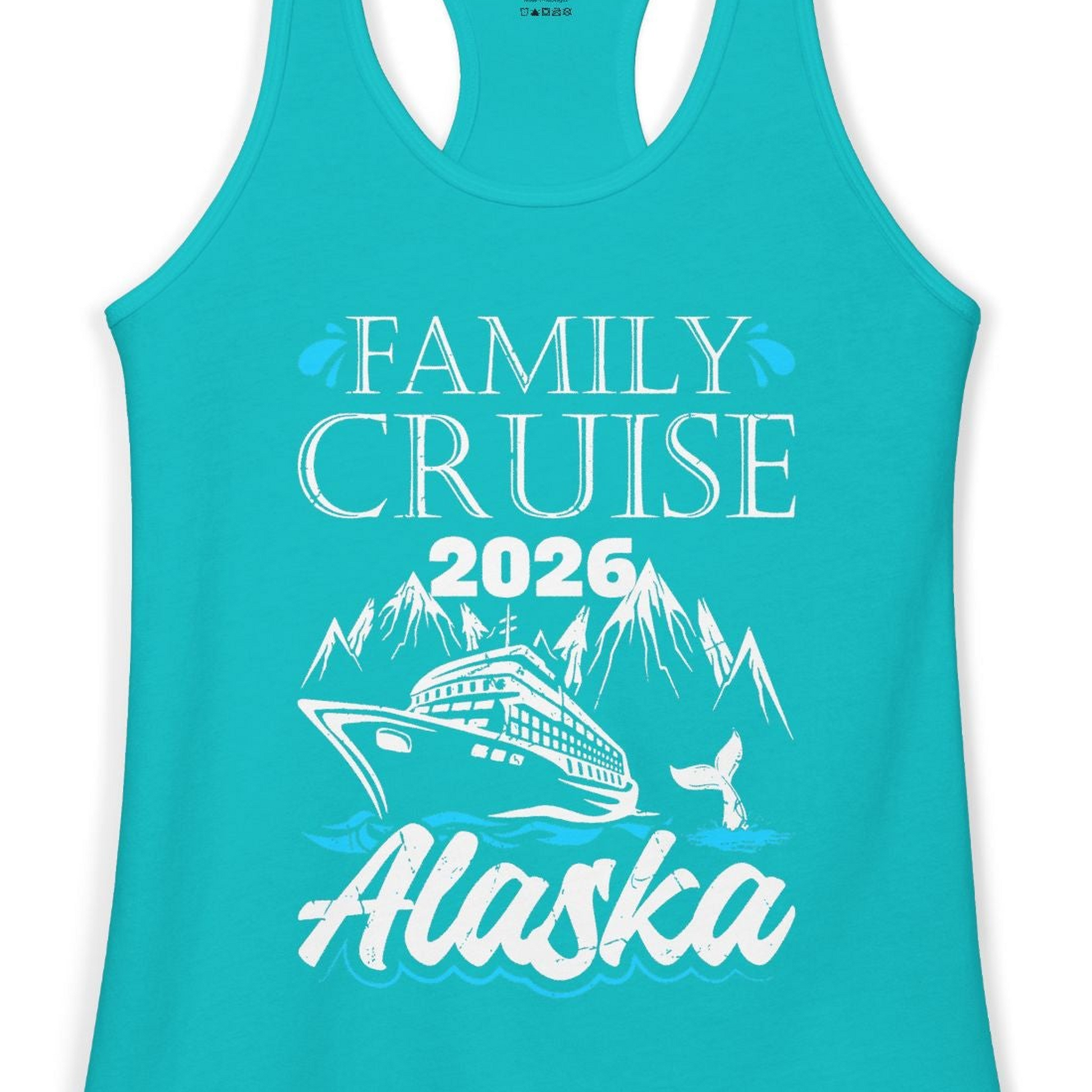 Alaska Family Cruise Shirt Ladies Tank Top – Tahiti Blue – Alaska Cruise Shirts Close Up