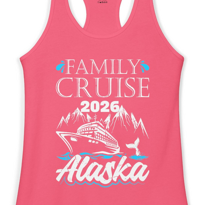 Alaska Family Cruise Shirt Ladies Tank Top – Hot Pink – Alaska Cruise Shirts Close Up