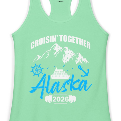 Alaska Cruise Group Adventure Shirt Ladies Tank Top – Solid Mint – Alaska Cruise Shirts Close Up