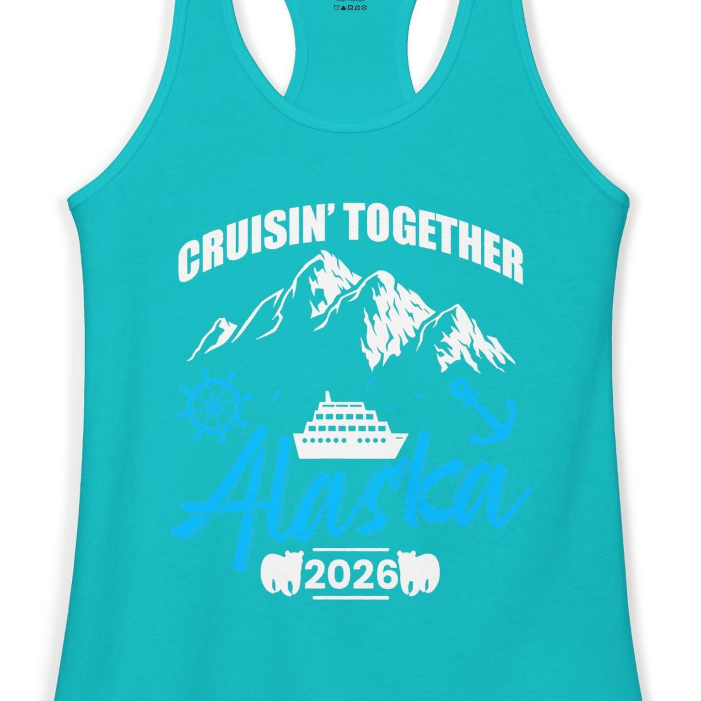 Alaska Cruise Group Adventure Shirt Ladies Tank Top – Tahiti Blue – Alaska Cruise Shirts Close Up