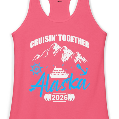 Alaska Cruise Group Adventure Shirt Ladies Tank Top – Hot Pink – Alaska Cruise Shirts Close Up