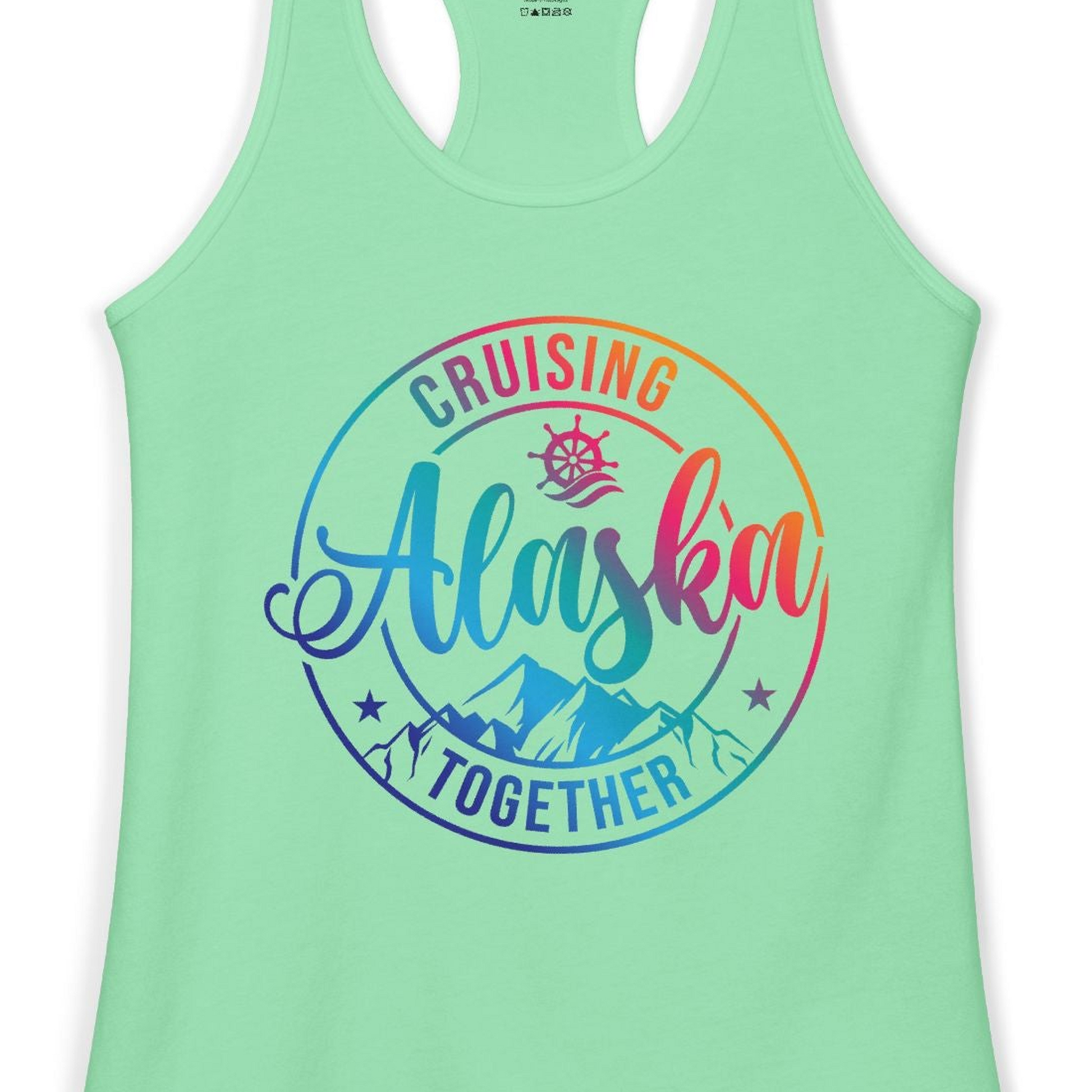 Cruising Alaska Together Shirt Ladies Tank Top – Solid Mint – Alaska Cruise Shirts Close Up