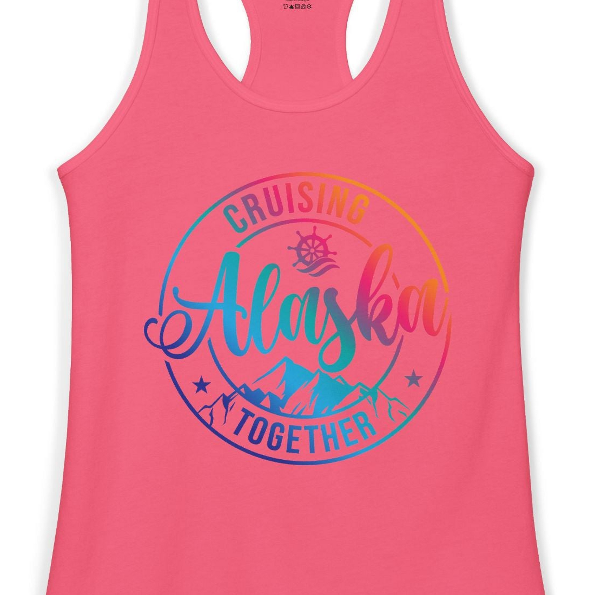 Cruising Alaska Together Shirt Ladies Tank Top – Hot Pink – Alaska Cruise Shirts Close Up