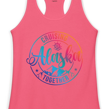 Cruising Alaska Together Shirt Ladies Tank Top – Hot Pink – Alaska Cruise Shirts Close Up
