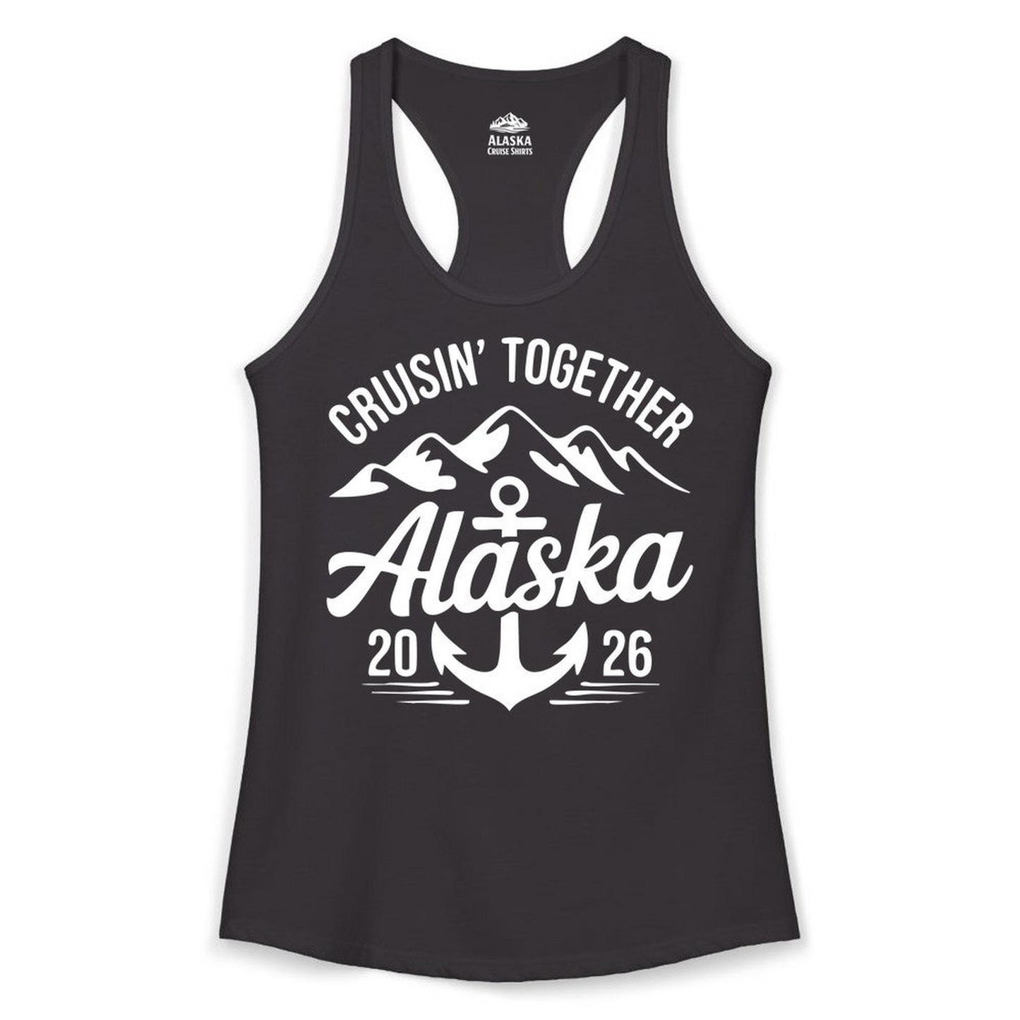 Alaska Cruise Shirt Ladies Tank Top – Black – Alaska Cruise Shirts Close Up