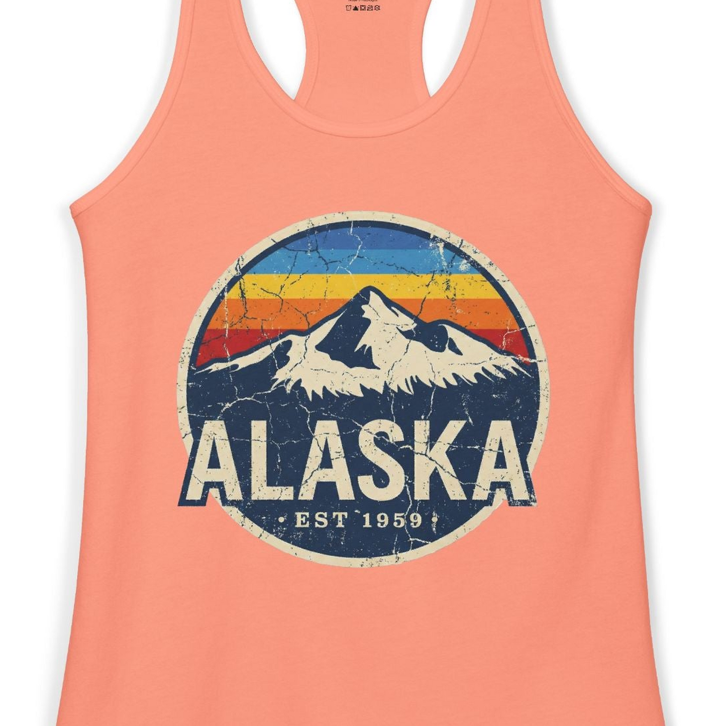 Alaska Vintage Shirt Ladies Tank Top – Solid Light Orange – Alaska Cruise Shirts Close Up