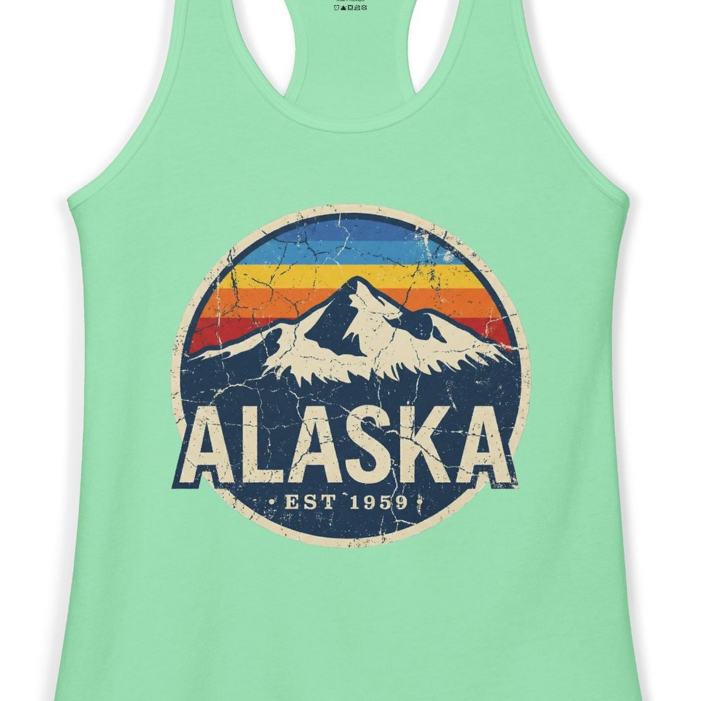 Alaska Vintage Shirt Ladies Tank Top – Solid Mint – Alaska Cruise Shirts Close Up