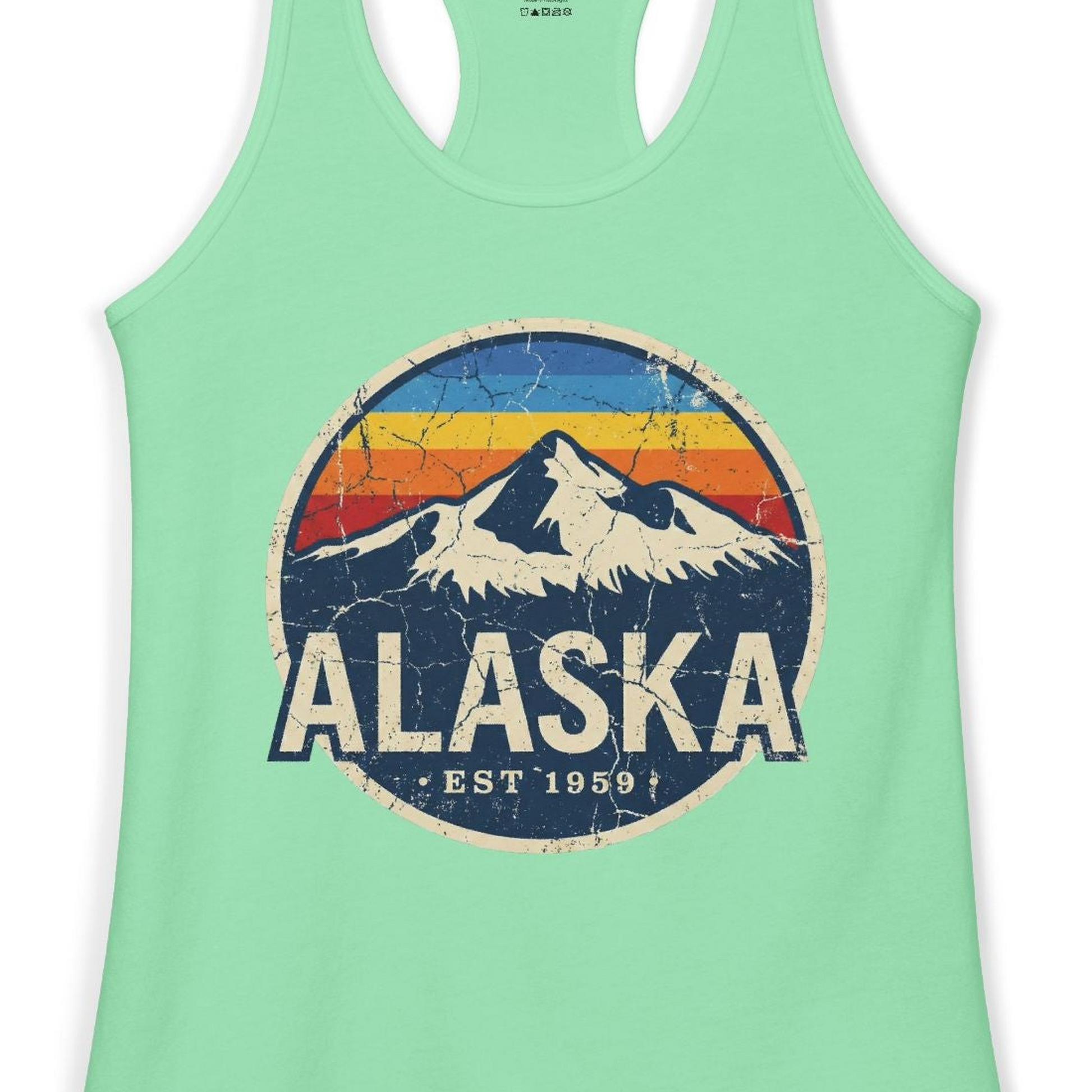 Alaska Vintage Shirt Ladies Tank Top – Solid Mint – Alaska Cruise Shirts Close Up